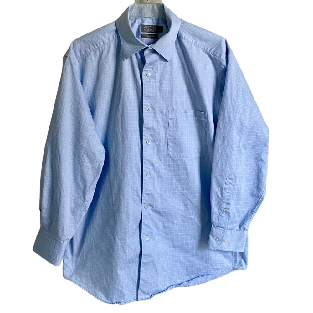 Talbots Blue White Dress Shirt 100% Cotton Long Sleeve Men's 16.5